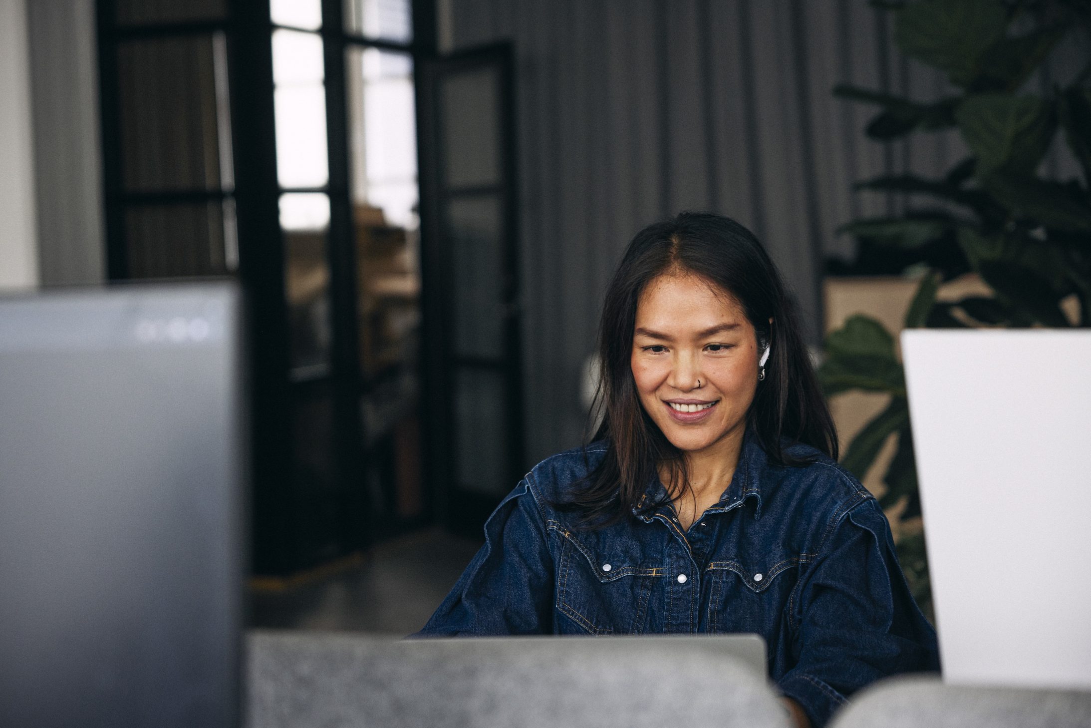 A person working at a computer